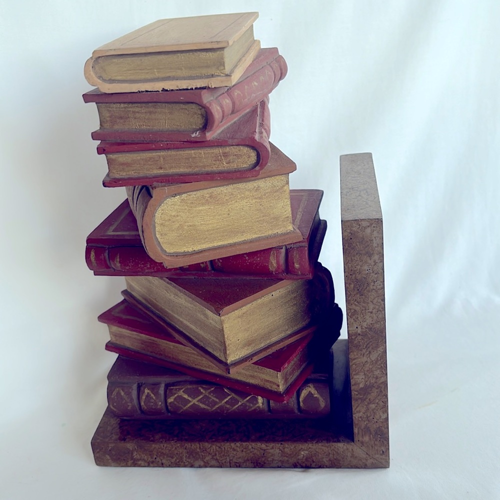 Vintage Sarreid Wooden Books Bookend Ref- 2056a Handpainted In Italy